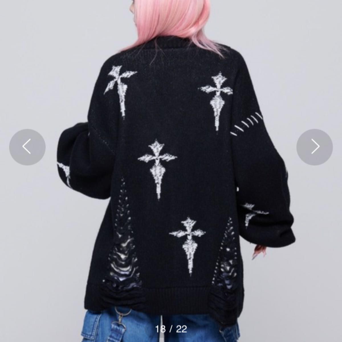 新品】REFLEM レフレム クロス ニット カーディガン ブラック 黒 新品】REFLEM レフレム クロス ニット カーディガン ブラック 黒
