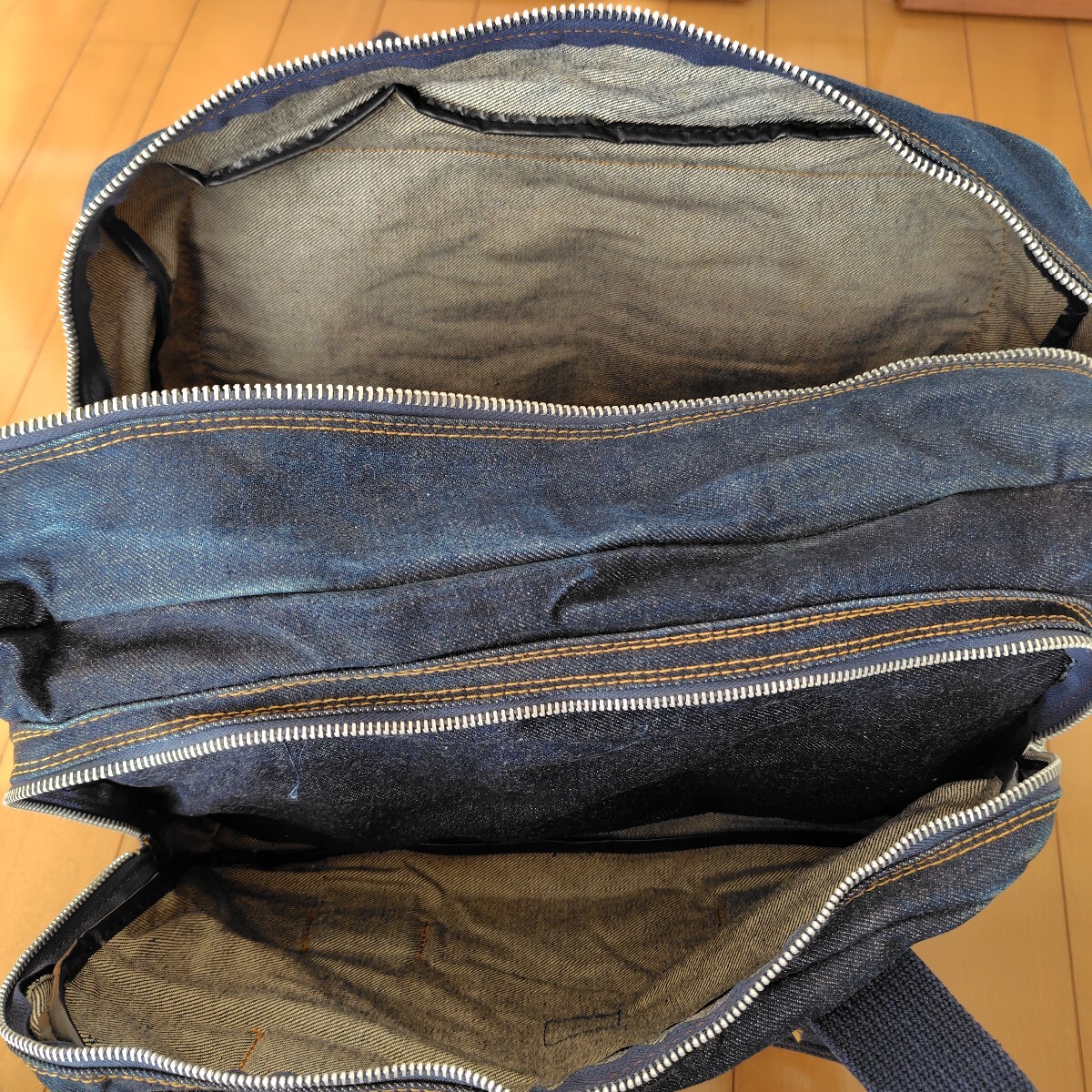 70s ヴィンテージ BIG JOHNビッグジョン デニムボストンバッグ 横46cmx縦27cm_画像10