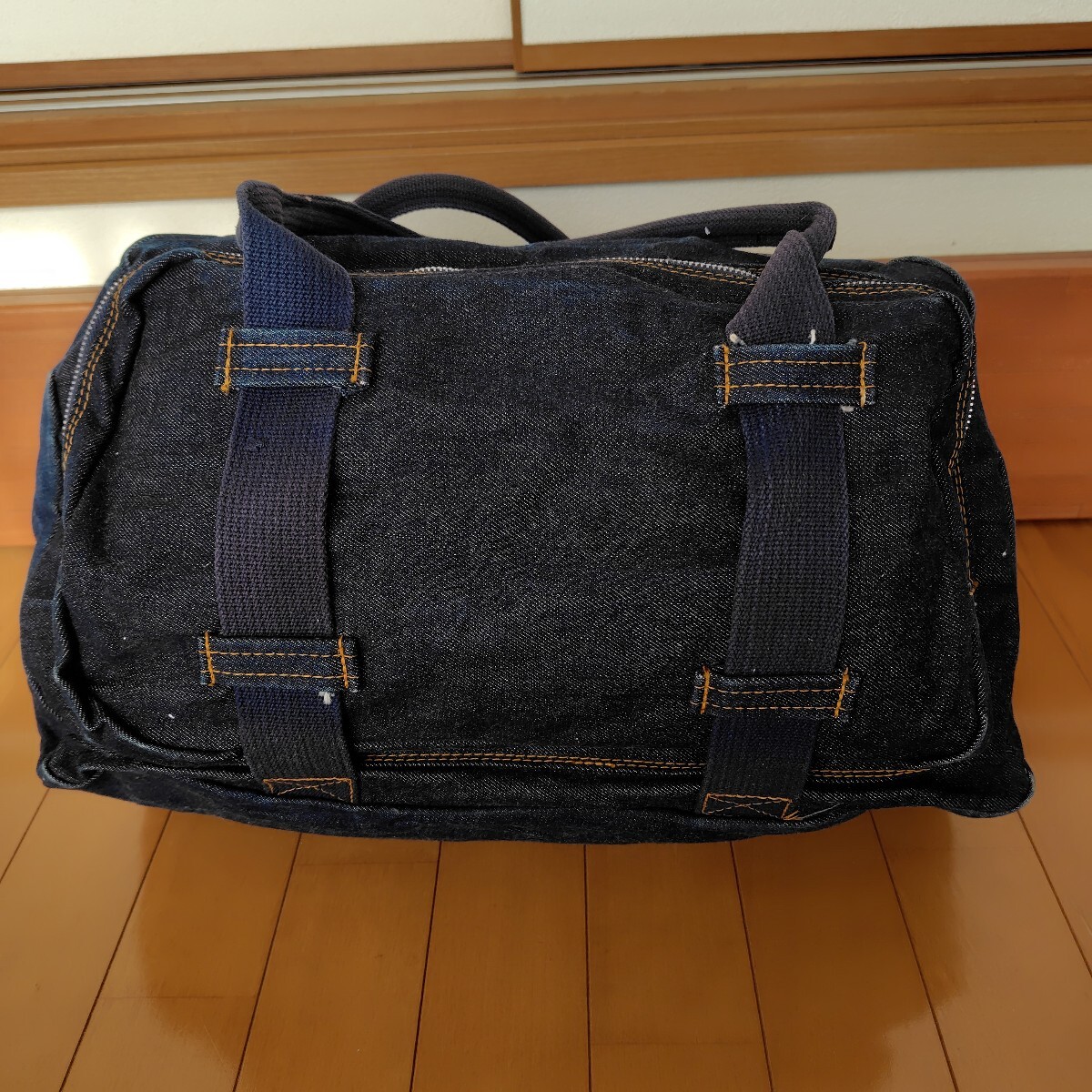 70s ヴィンテージ BIG JOHNビッグジョン デニムボストンバッグ 横46cmx縦27cm_画像4