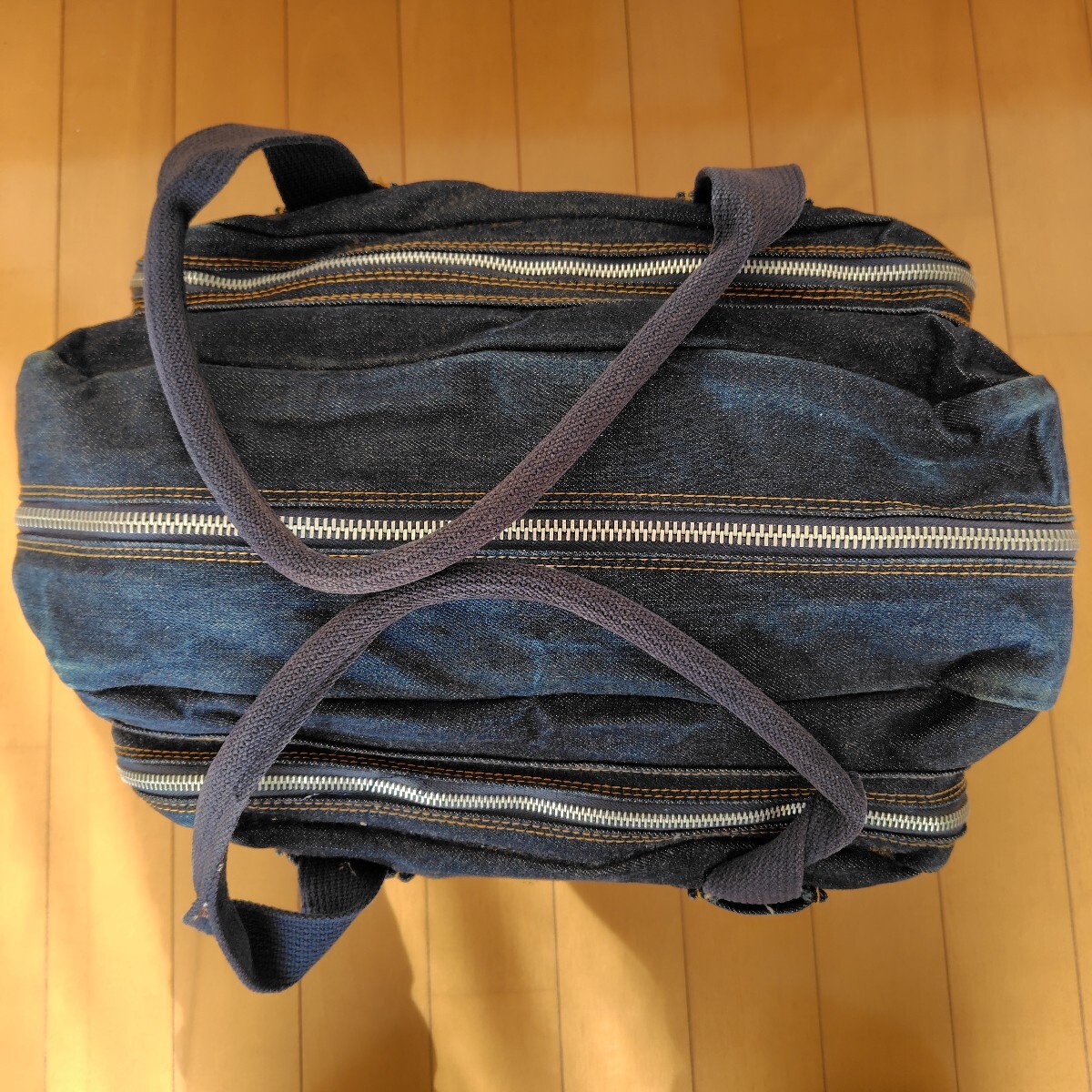 70s ヴィンテージ BIG JOHNビッグジョン デニムボストンバッグ 横46cmx縦27cm_画像5