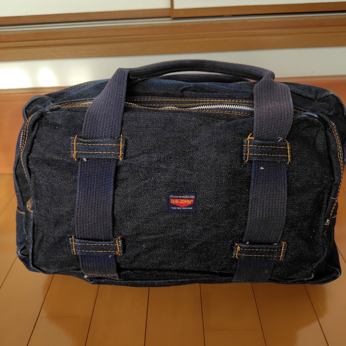 70s ヴィンテージ BIG JOHNビッグジョン デニムボストンバッグ 横46cmx縦27cm_画像1