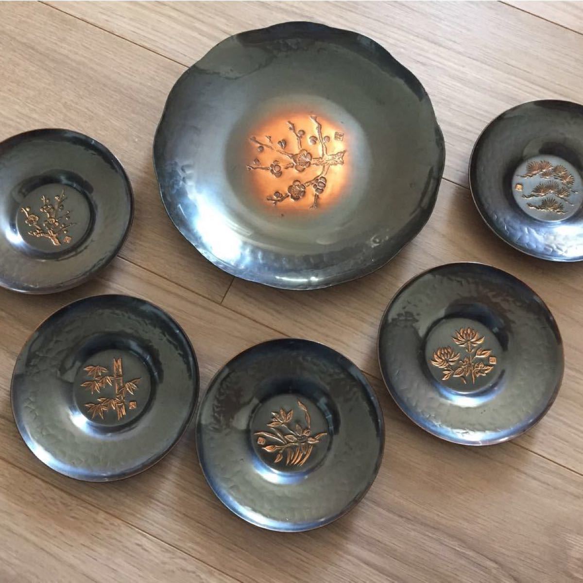 銅製茶托菓子皿セット