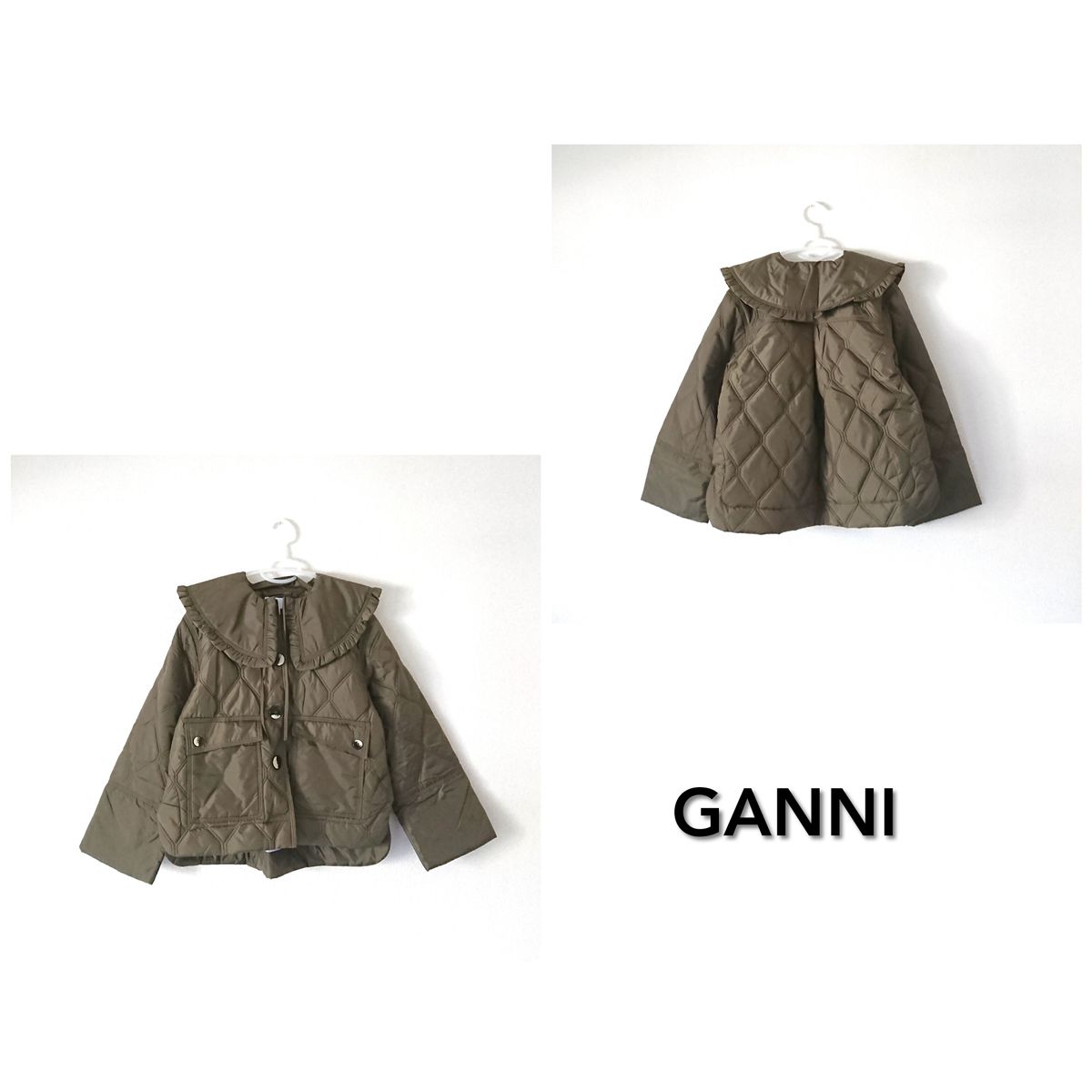 翁安芸さん着用GANNI・フリル襟付 キルティングダウンジャケット