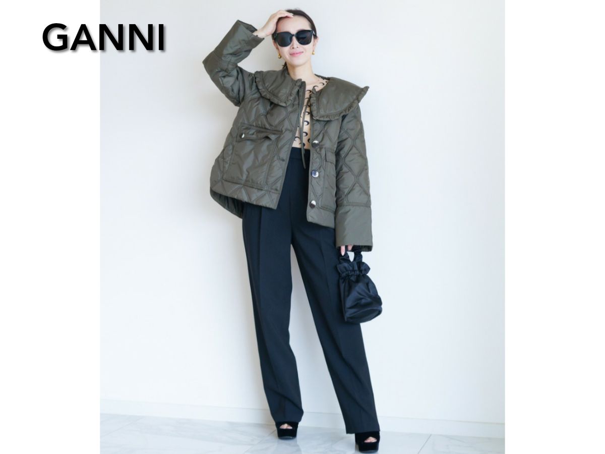 翁安芸さん着用 GANNI・フリル襟付 キルティングダウン 翁安芸さん着用 GANNI・フリル襟付 キルティングダウン