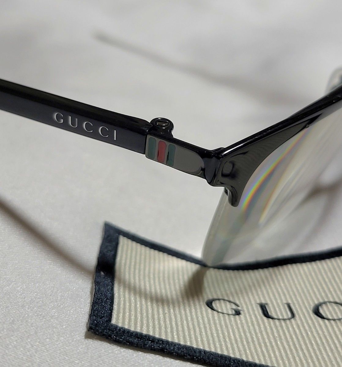 ◆GUCCI グッチ◆ロゴ付き メガネ 眼鏡 チタンフレーム 色付き 度入り