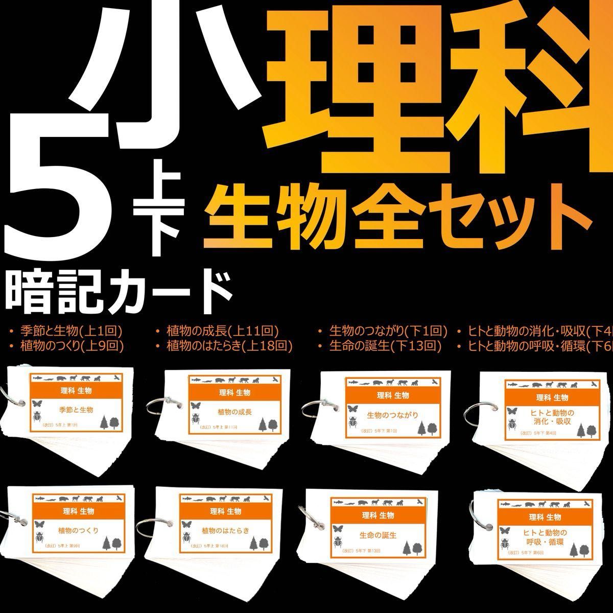 中学受験 暗記カード【理科 生物 全セット】小学5年生が最適 中学受験 暗記カード【理科 生物 全セット】小学5年生が最適