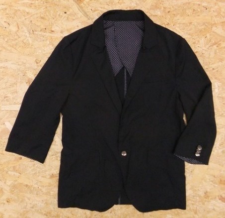KLEIN PLUS HOMME зажим ryus Homme 46 мужской tailored jacket половина край рукав casual необшитый на спине точка рисунок подкладка полоса черный чёрный 