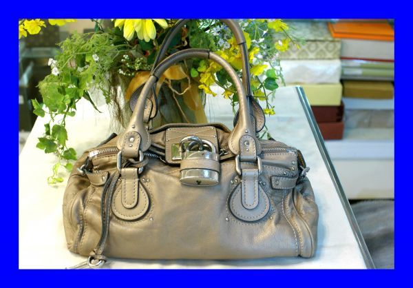 ○美品 クロエ Chloe パディントン ショルダーバッグ ブロンズ B0375