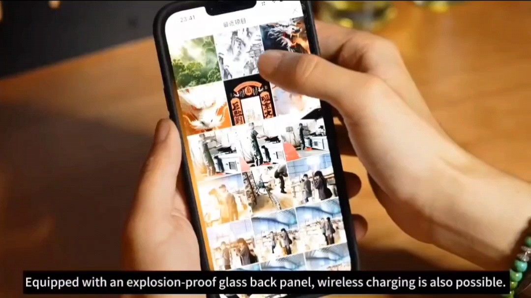 iPhone 15 pro ケース 次世代型電子インクケース スタンド付き ブラック 高精細 4色インク iPhoneカバー