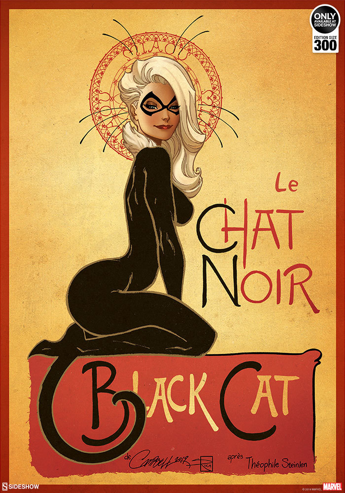 サイドショー Le Chat Noir: The Black Cat ファインアートプリントby Sideshow Collectibles 限定版：300枚 額装品 - 1