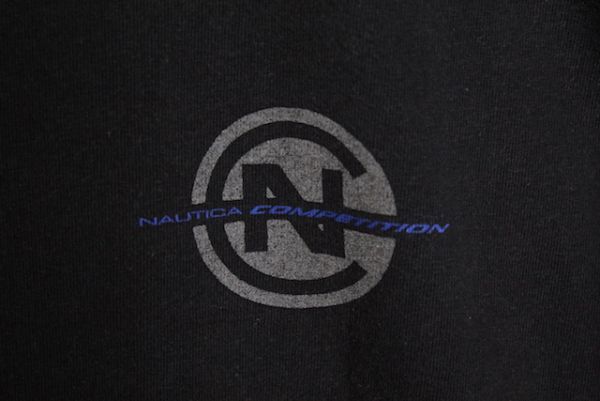 90's ノーティカ NAUTICA 袖ロゴプリント 長袖Ｔシャツ 黒(L)袖プリ ロンT 黒 90年代 旧タグ_画像4
