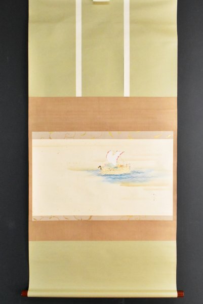 K4578 真作 小寺礼三「寶船」紙本 共箱 肉筆 日展入選 大和絵の K4578 真作 小寺礼三「寶船」紙本 共箱 肉筆 日展入選 大和絵の