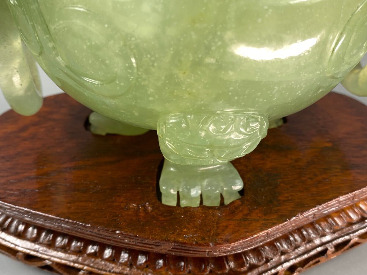旧家蔵出し 古玉細密彫 和田玉 朱雀 熏香炉 置物 供養品 古美術 旧家蔵出し 古玉細密彫 和田玉 朱雀 熏香炉 置物 供養品 古美術