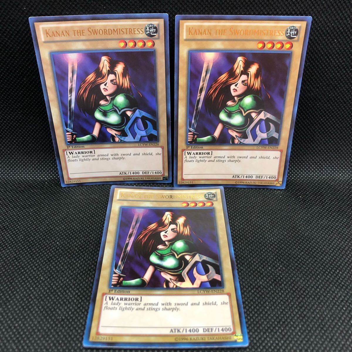 未使用品】遊戯王 英語版 女剣士カナン ウルトラレア 1st 3枚 未使用品】遊戯王 英語版 女剣士カナン ウルトラレア 1st 3枚