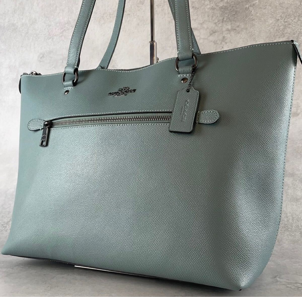 未使用級/希少色 COACH コーチ メンズ 大容量 ビジネスバッグ トートバッグ ギャラリー A4可 グリーン 肩掛け レザー ブラック 本革 PC可