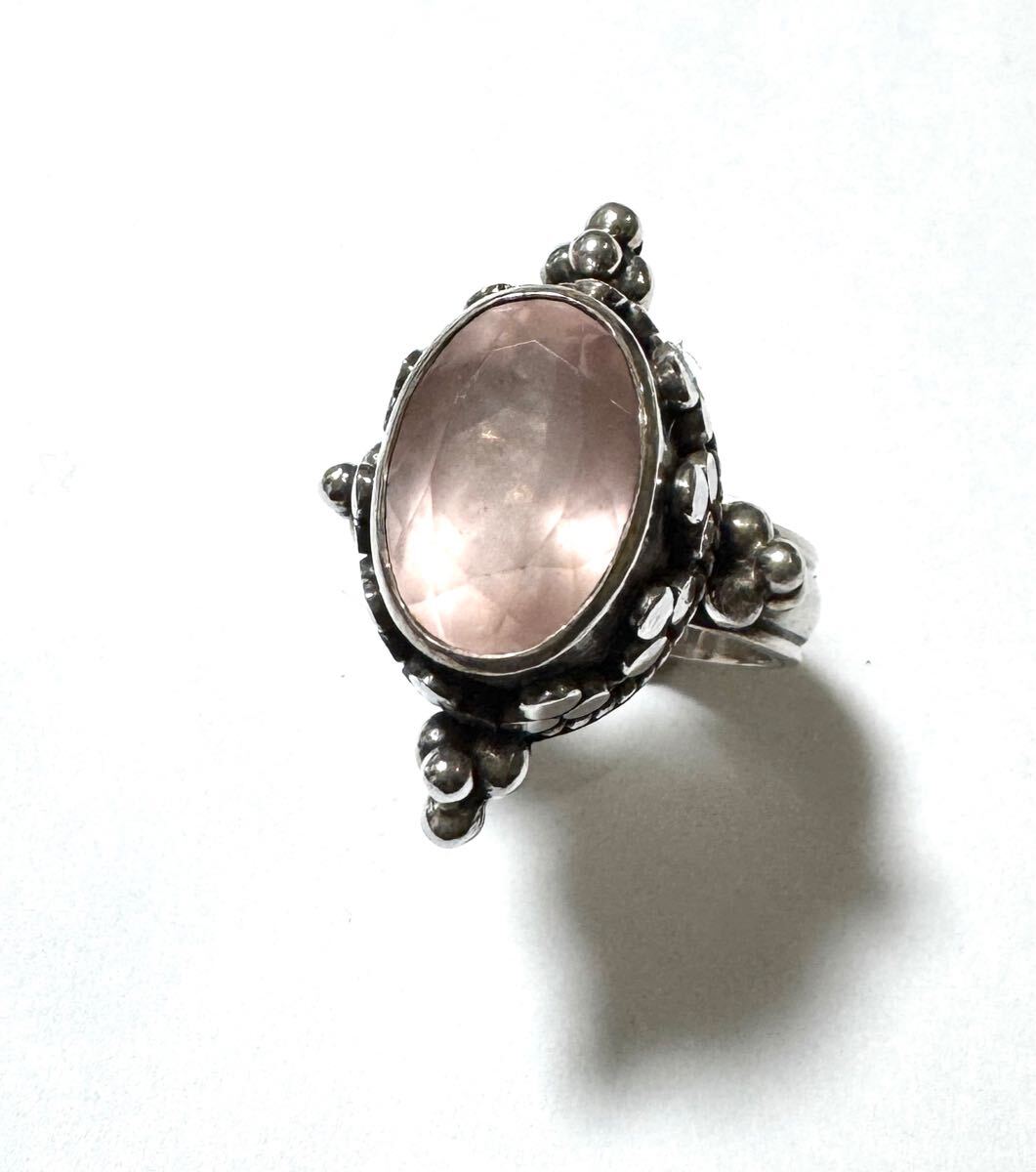 ローズクォーツ シルバー925 天然石 SILVER 指輪 カラーストーン