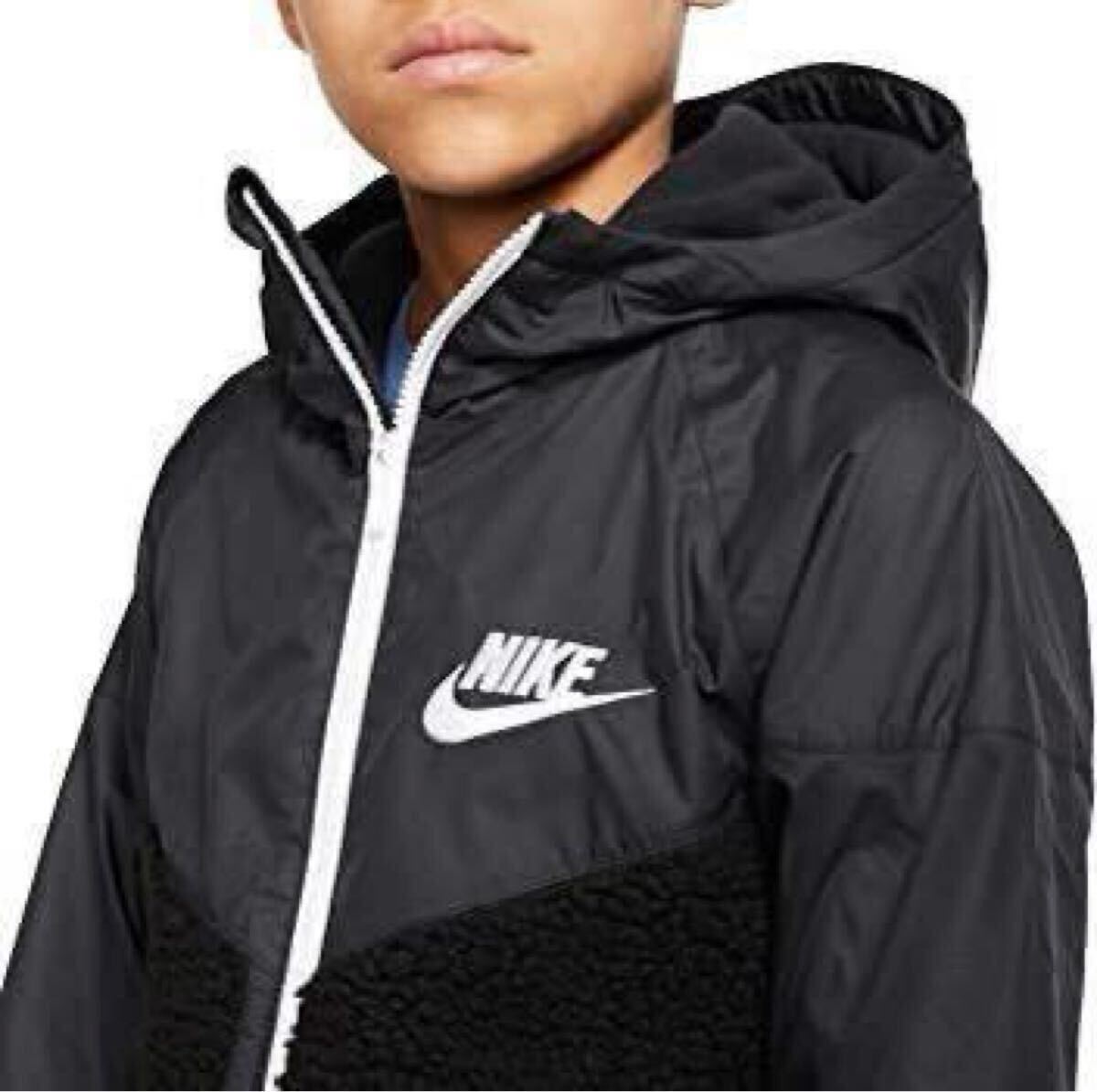 新品 150㎝ NIKE ナイキ キッズ　シェルパ　ウインドランナー　ボアジャケット　ブラック