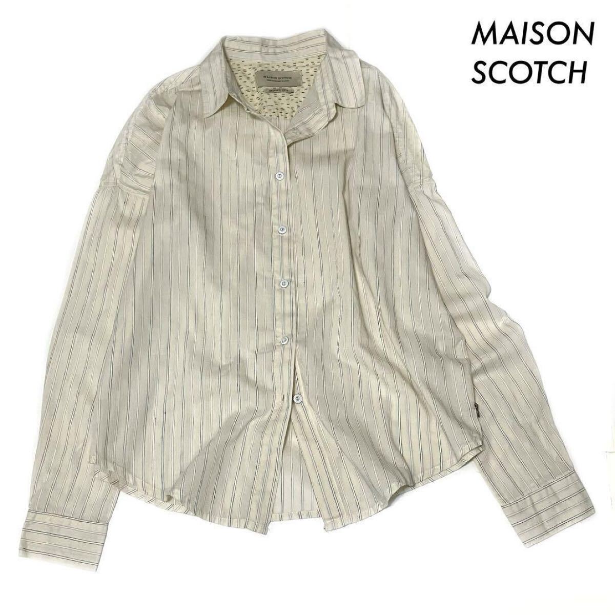 MAISON SCOTCH メゾンスコッチ★ストライプ柄 長袖シャツ ホワイト 白 レディース