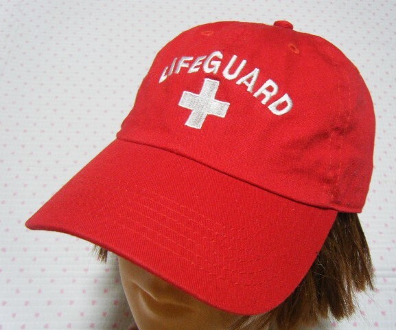 ニューハッタン　newhattan × LIFEGUARD PRODUCTS　コットンキャップ・帽子　赤色　サイズ FREE　綿100％　６パネル仕様　HAWAIIプリント