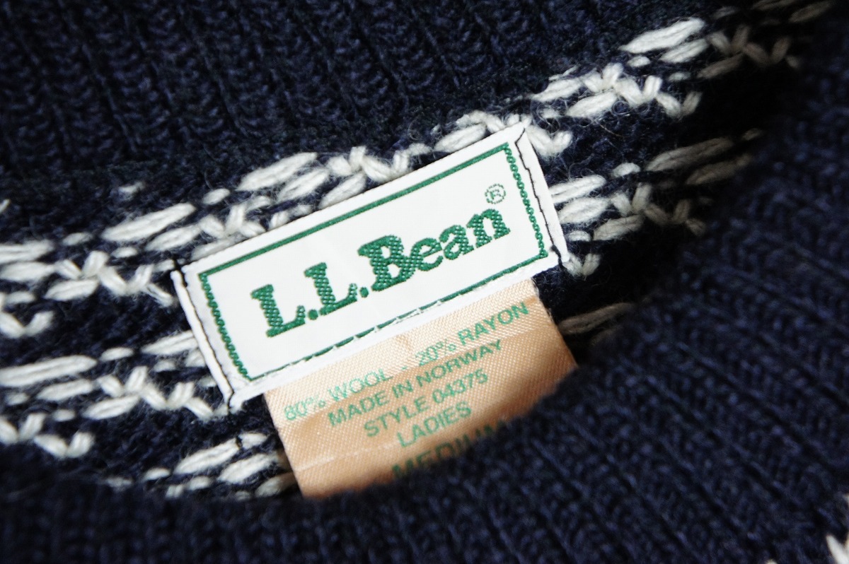美品70s 80s LL Bean LLビーン バーズアイ ヘビー ウール ニット