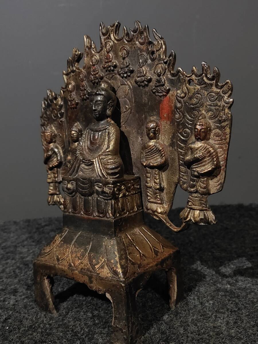 仏像古銅製,時代物,古董品,細工,(旧家藏出し)高10cm,重850克 秘藏 清 純銅塗真金 地蔵王菩薩 仏像 銅製品 銅器 極細工 古美術