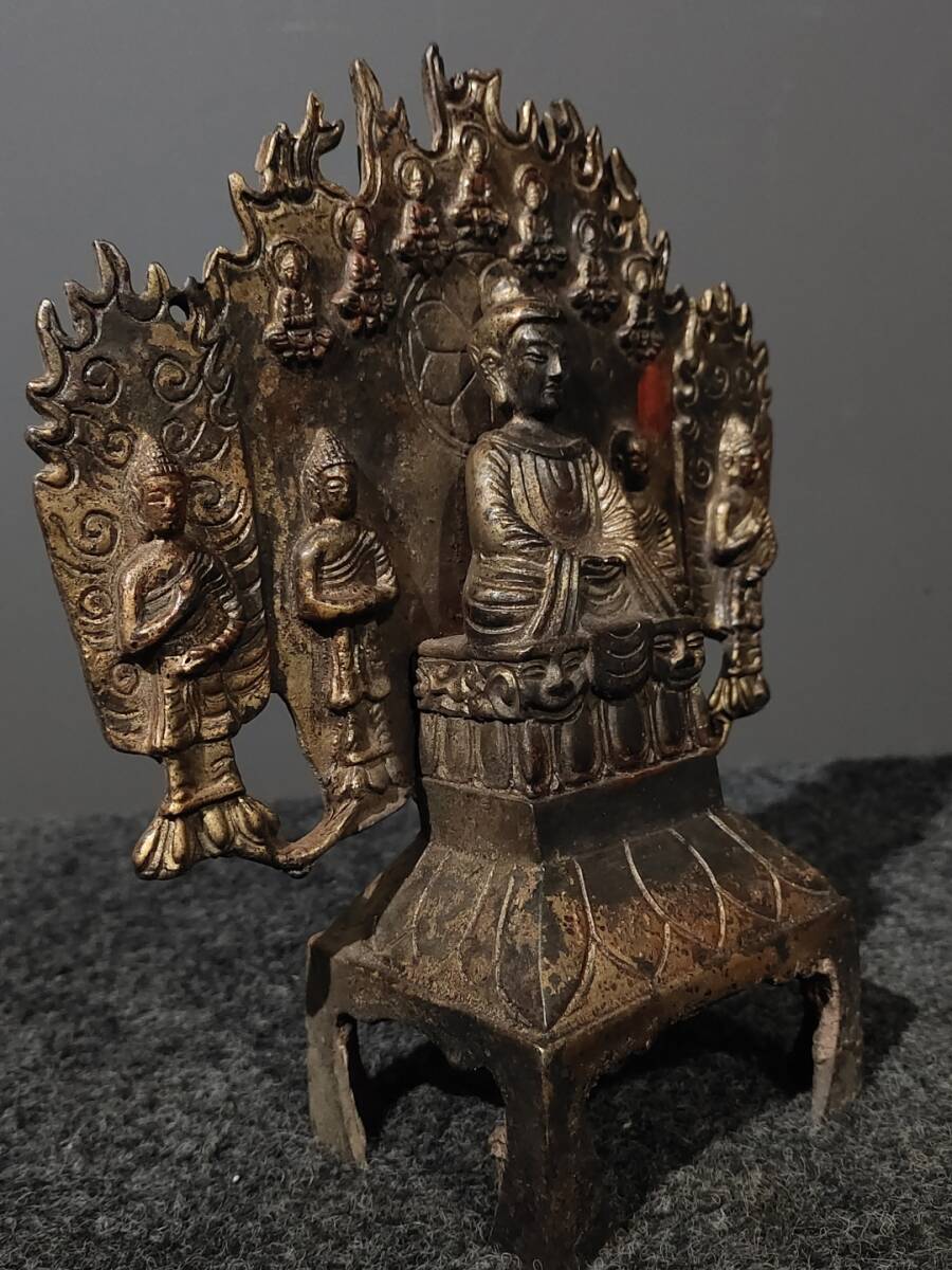 仏教美術 三宝仏 工芸品 美術品 置物 如来様仏像 仏教美術 仏像 銅製 工芸品 美術品 置物(Amazon