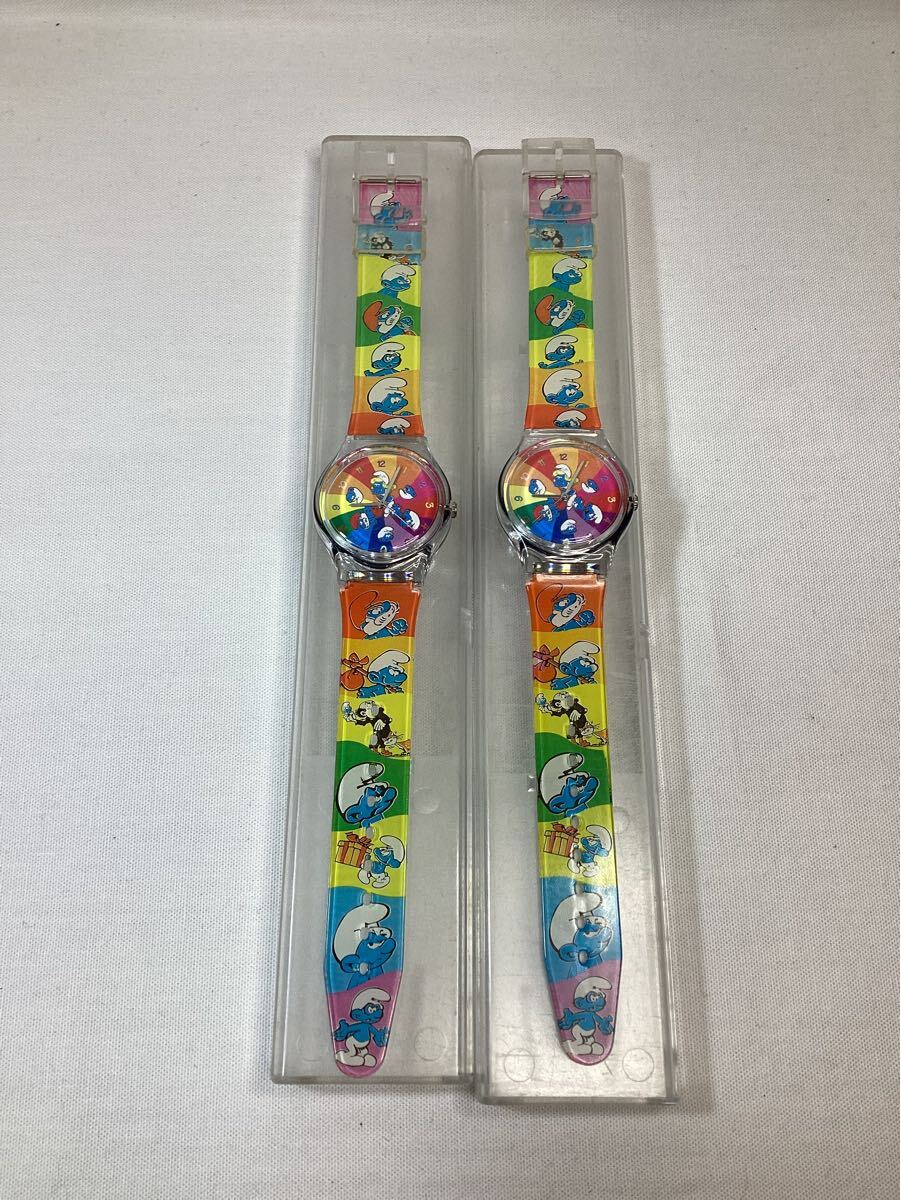腕時計品 キャラクターSMURFS スマーフ/ ビンテージ/男と女/ クォーツ/ 未使用/ 2点セットです
