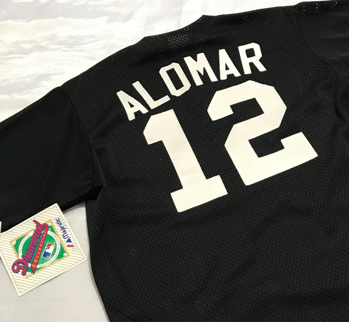 【未使用】MLB ボルチモア オリオールズ #12 ロベルト アロマー アメリカ野球殿堂入り 野球ユニフォームシャツ マジェスティック メンズM