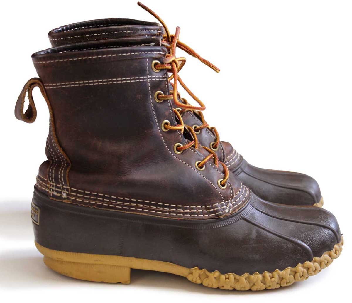 ★USA製 L.L.Bean チェックライナー 6ホール ビーンブーツ ブラウン×ブラウン 7M★オールド アウトドア キャンプ レインシューズ レザー