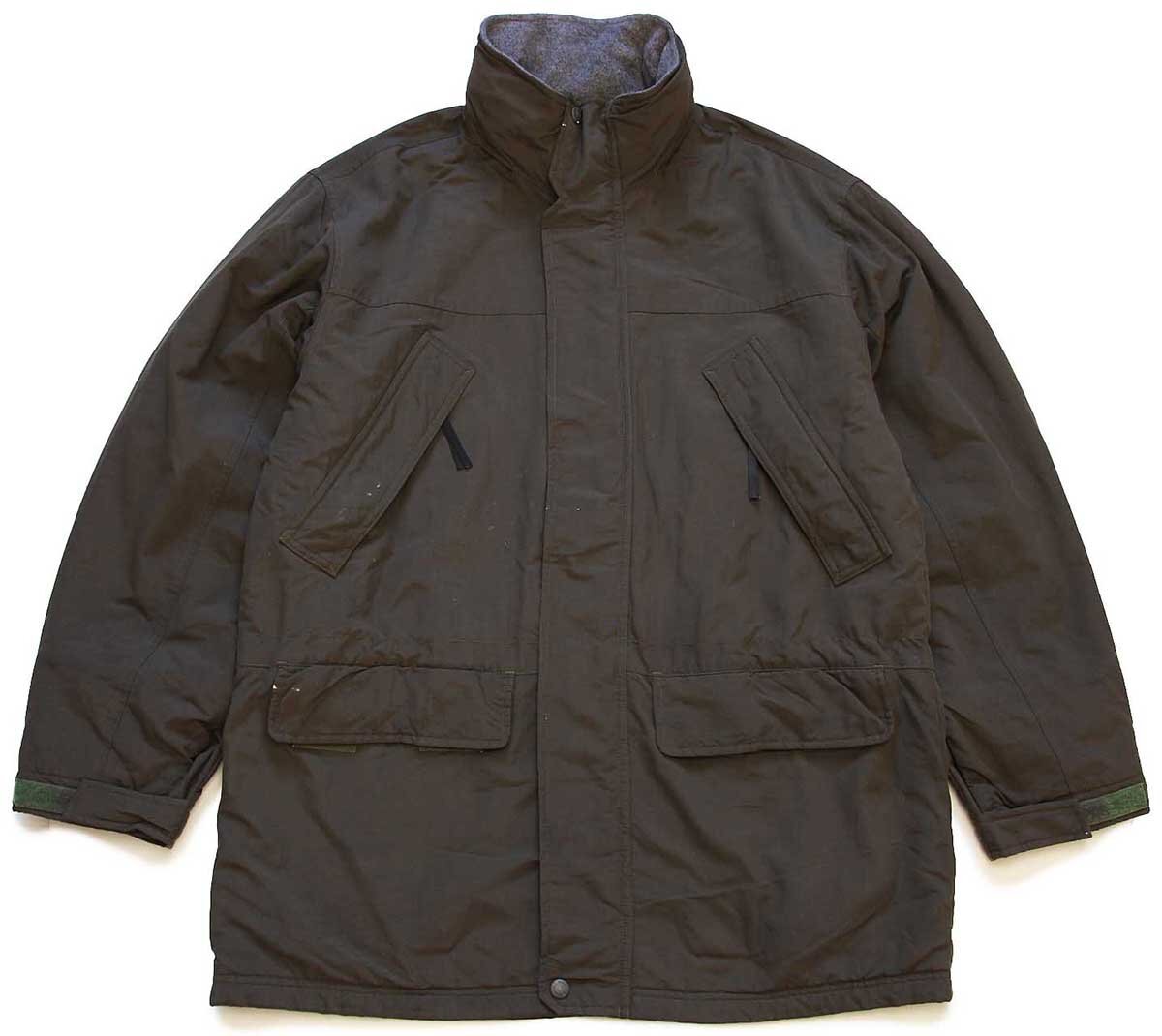 ★00s L.L.Bean Thinsulate 中綿入り POLARTEC フリースライナー ナイロン マウンテンジャケット ペンキ飛び オリーブドラブ M★アウトドア