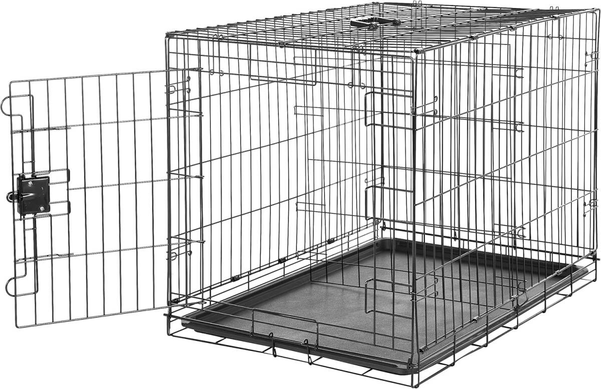 シングルドア L(91 cm x 58 cm x 64 cm) Amazonベーシック 犬 ペットケージ 中型犬 折りたたみ式 ト