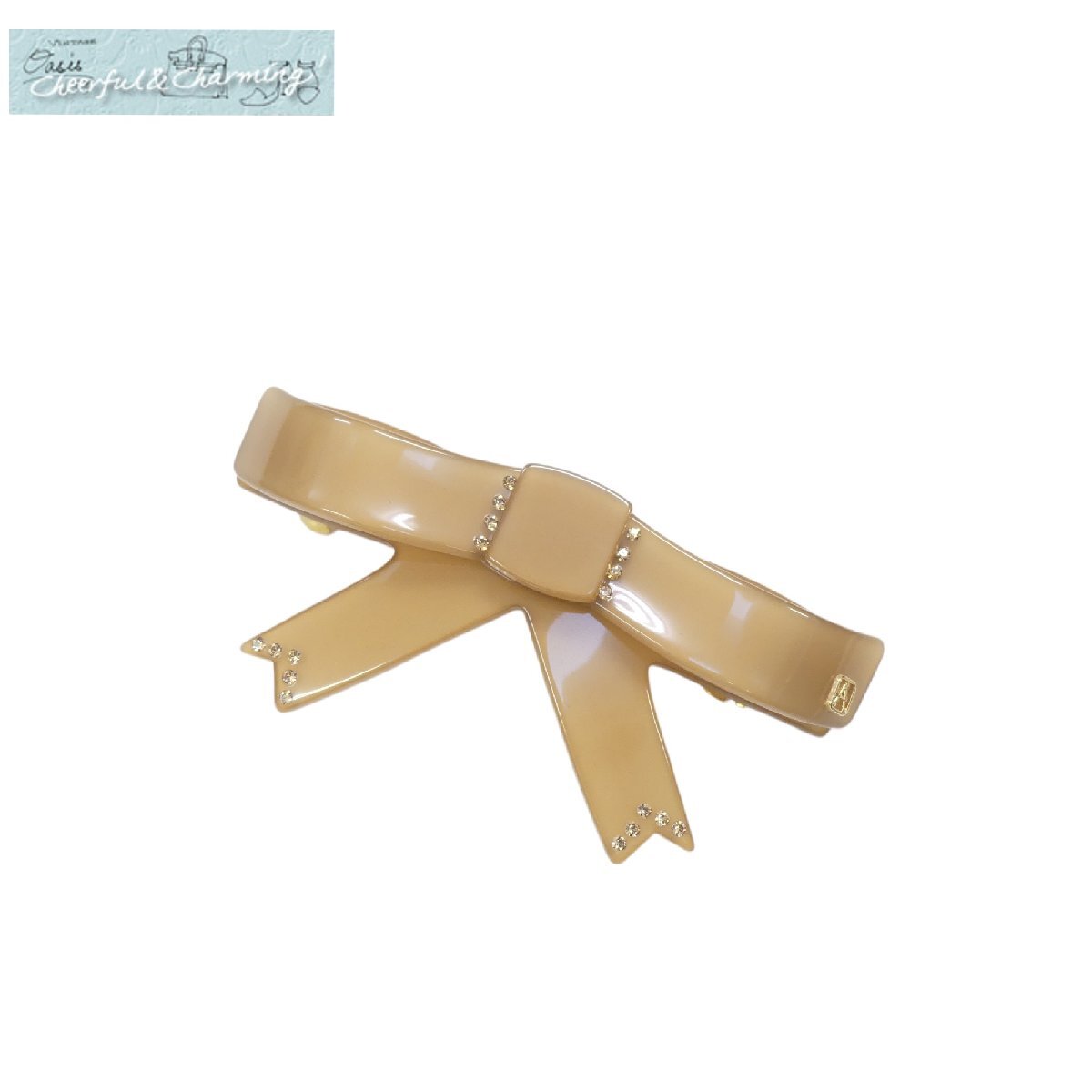 ALEXANDRE DE PARIS アレクサンドルドゥパリ リボンバレッタ ベージュ/ゴールド金具