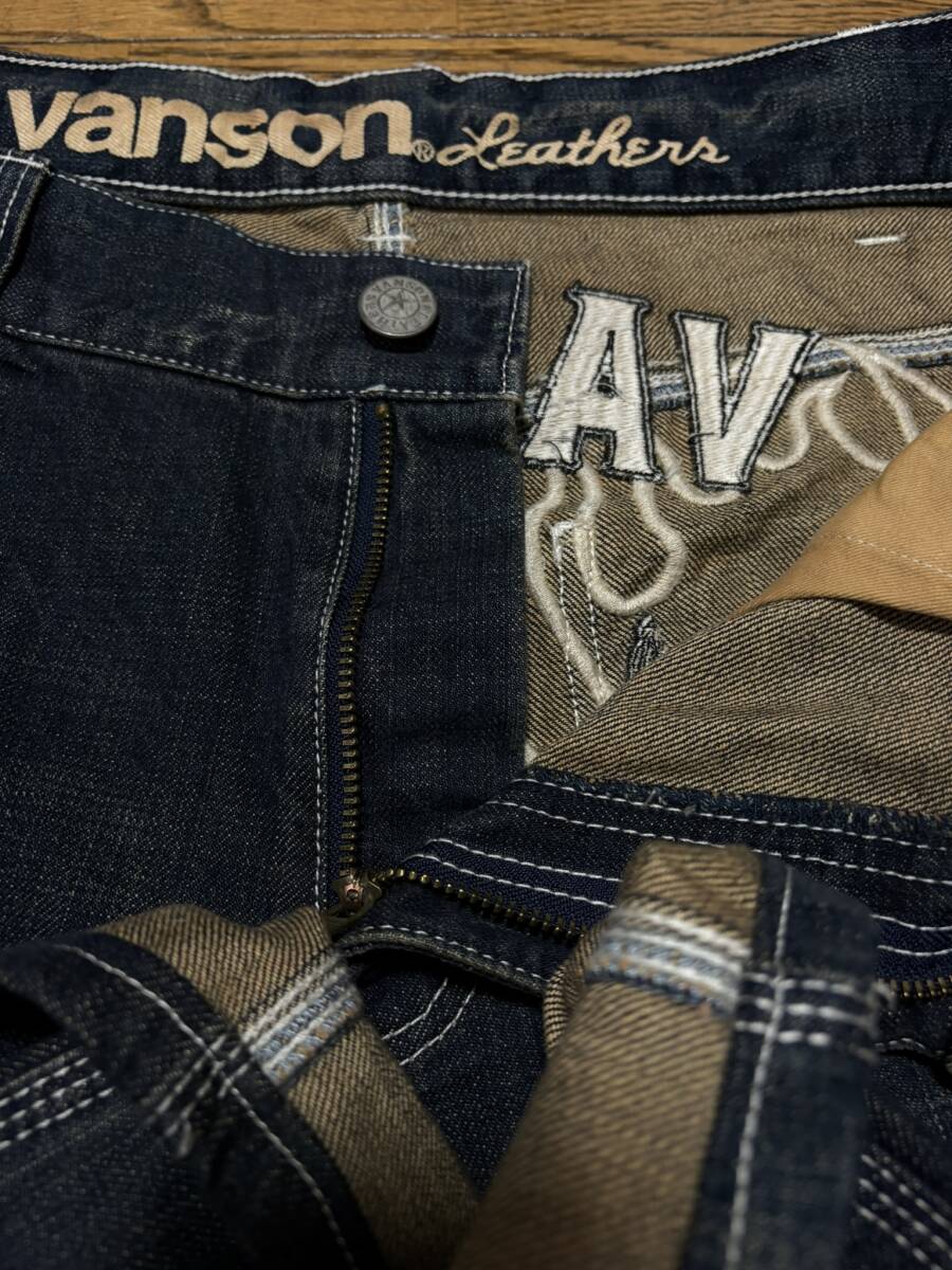 ※バンソン VANSON スカル刺繍 デニムパンツ 濃いめインディゴ 大きいサイズ 36 　　　　　 BJBD.AB_画像8