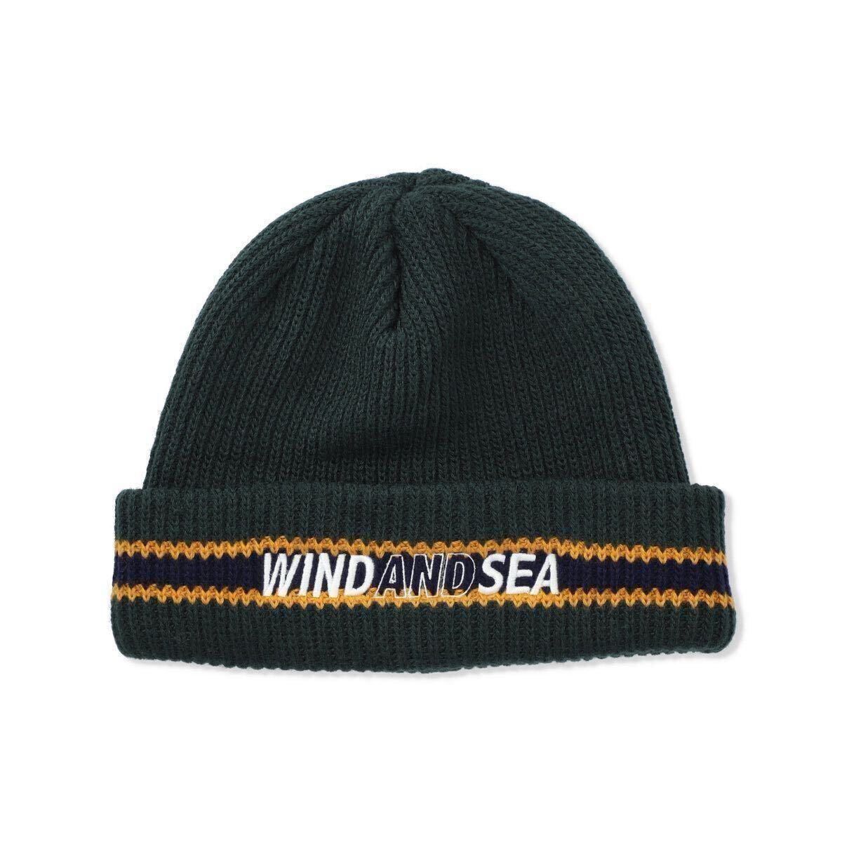 24AW 25 新品 WIND AND SEA ウィンダンシー SEA LOGO LINE KNIT CAP BEANIE ビーニー ニット帽 帽子 ぼうし GREEN グリーン