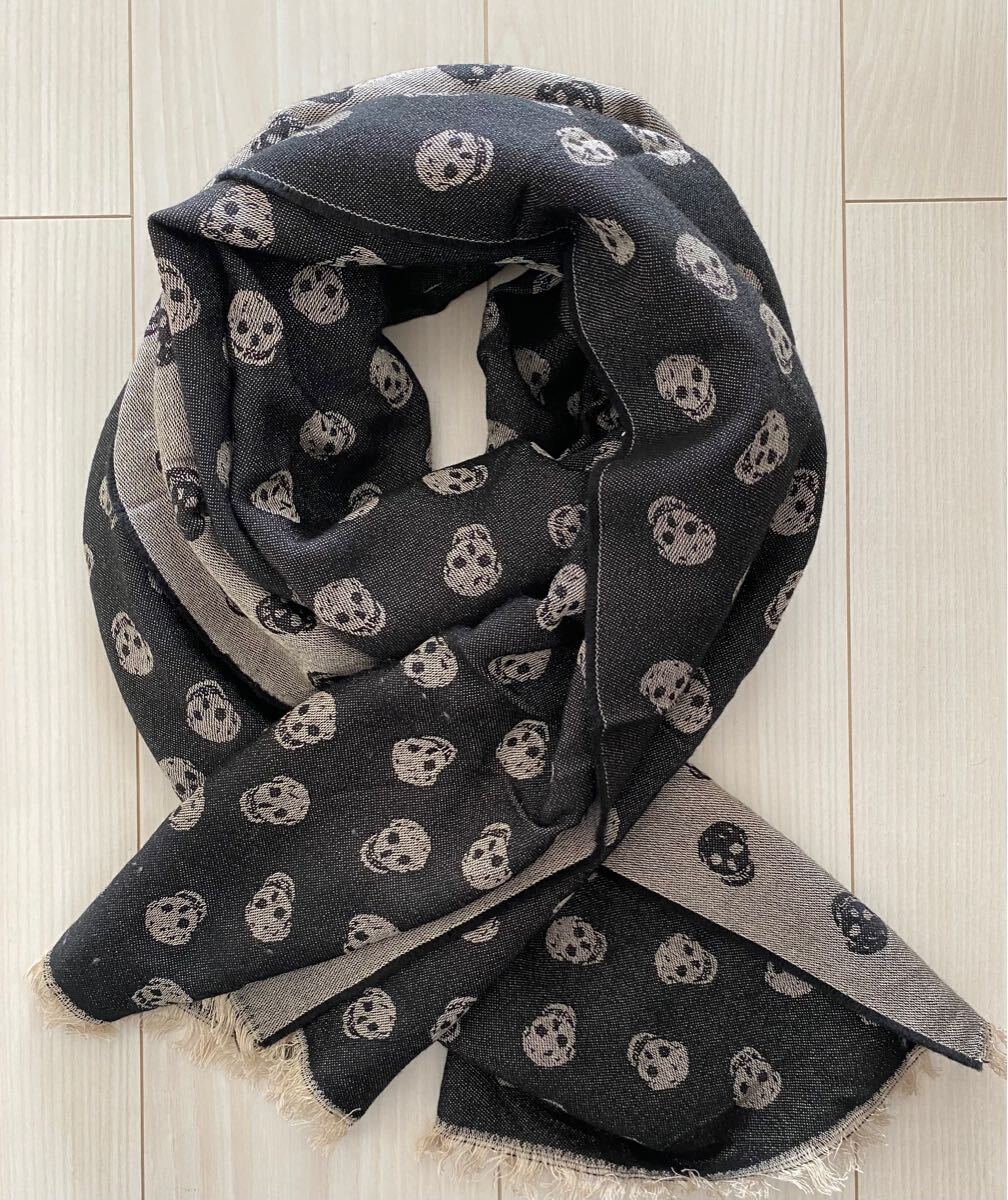 ALEXANDER MCQUEEN スカル柄 マフラー ストール【USED】