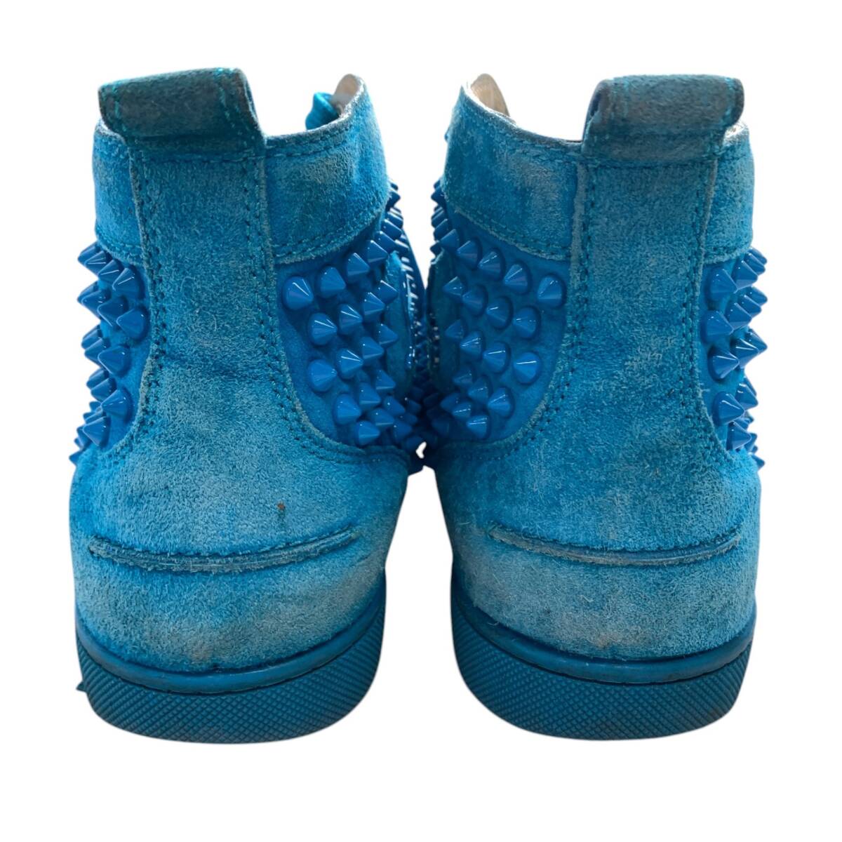 ◆中古品◆CHRISTIAN LOUBOUTIN クリスチャンルブタン ハイカットスニーカー スタッズ ルイス スエード スパイク ブルー 40(25cm) V79546NC