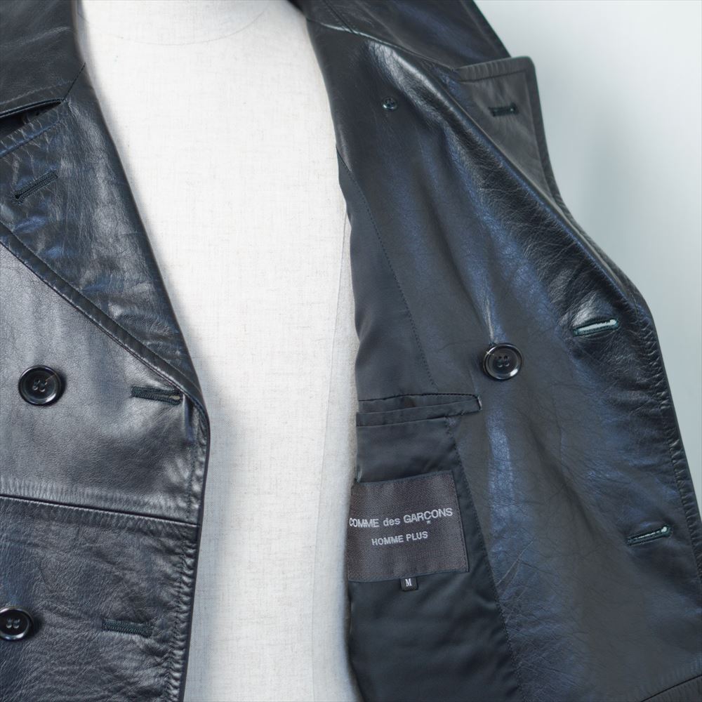 COMME des GARCONS HOMME PLUS コムデギャルソン オムプリュス レザー Pコート 01AW 革 黒 M