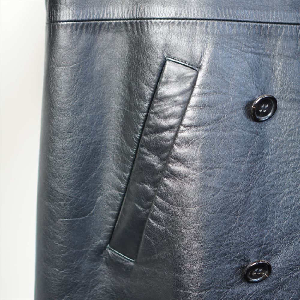 COMME des GARCONS HOMME PLUS コムデギャルソン オムプリュス レザー Pコート 01AW 革 黒 M