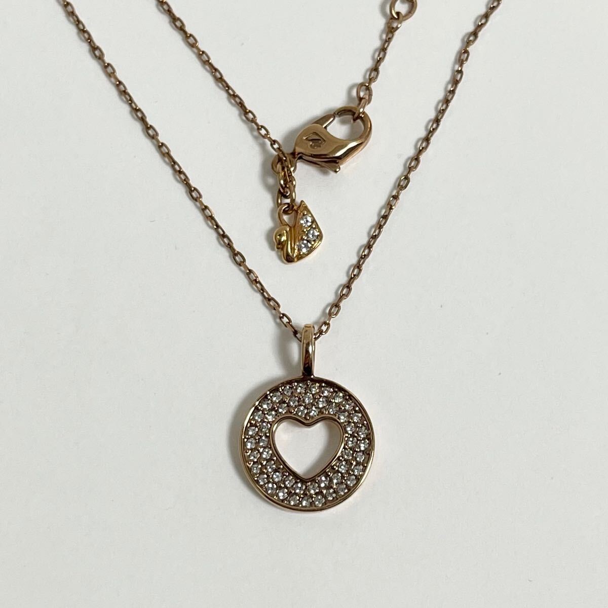 SWAROVSKI スワロフスキー ラインストーン ハート ネックレス 美品