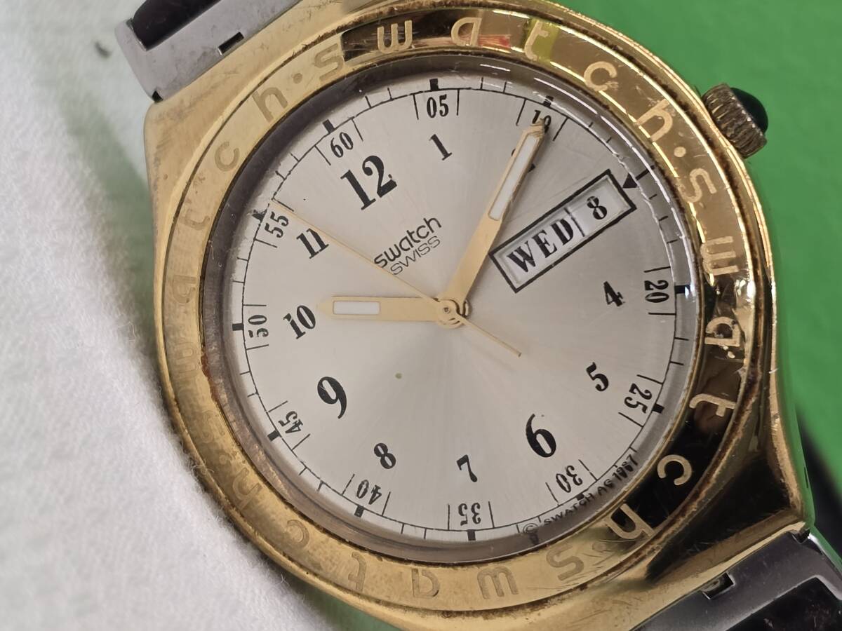 SWATCH/スウォッチ AG1997 アイロニー IRONY クオーツ メンズ腕時計 ビンテージ ゴールド 金色 ベルト社外品 現在不動/現状販売