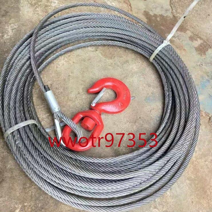 ウインチワイヤー ケーブル ワイヤーロープ 電動ウインチ用 10mm×20m フック付 耐荷重4t 亜鉛メッキ鋼製 積載車用