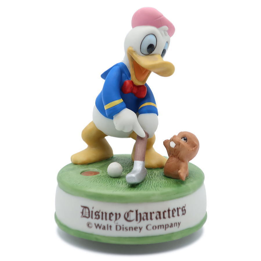 ディズニー　ドナルド　オルゴール（ゴルフ）　三協商事社　1990年代　陶器製