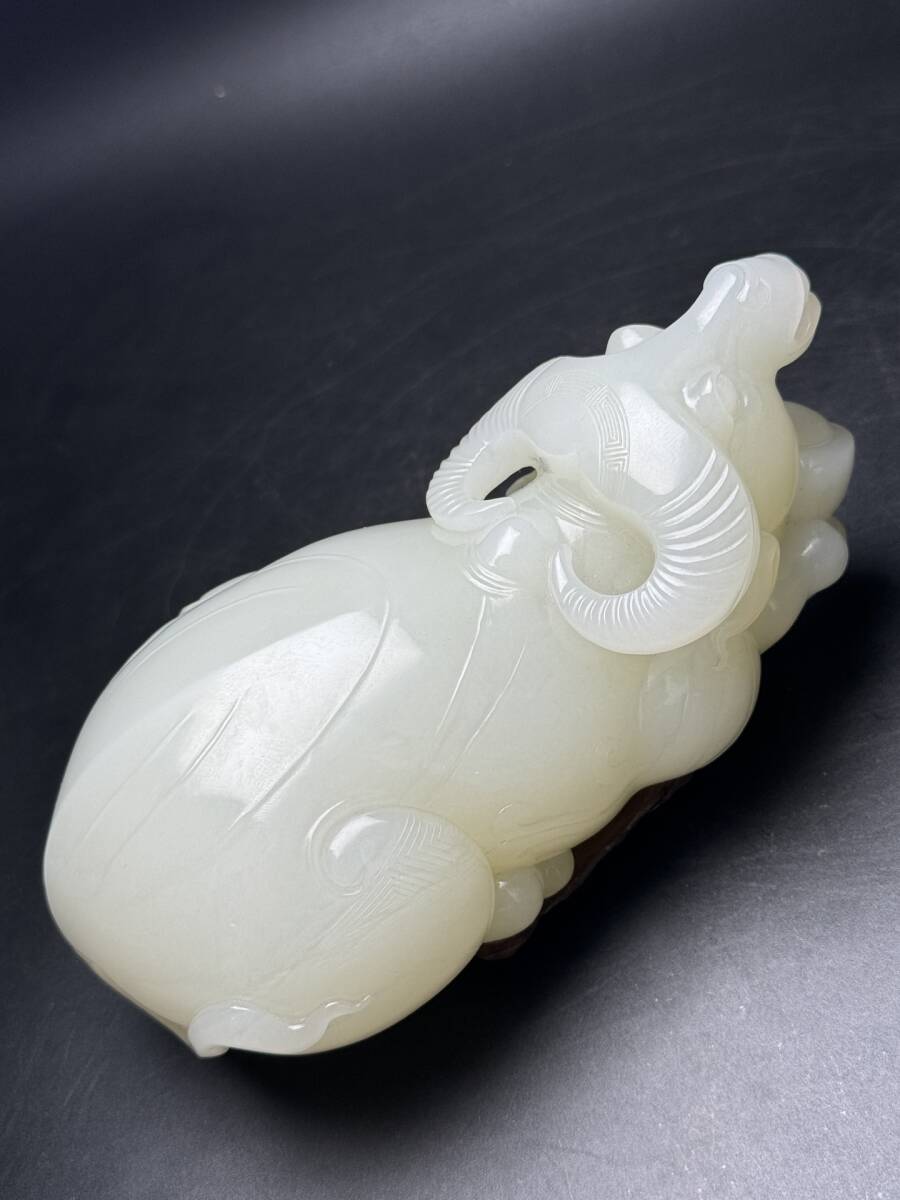 ▽鴻▽ 清朝時代 和田玉 白玉彫 琴形蓋盒 時代物 中国古美術 ▽鴻▽ 清朝時代 和田玉 白玉彫 琴形蓋盒 時代物 中国古美術
