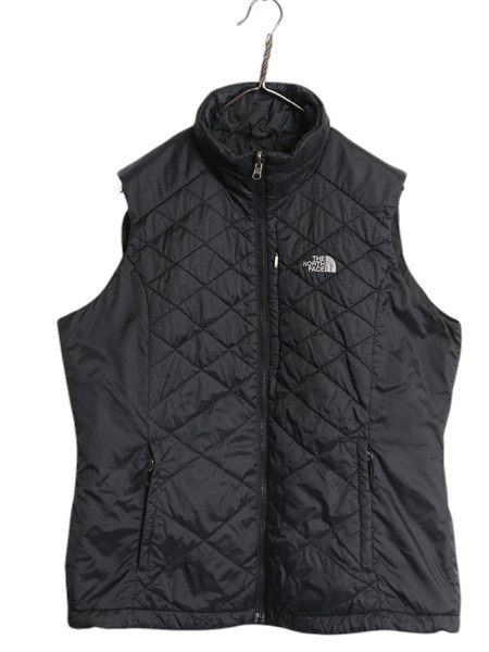 ノースフェイス 中綿 ナイロン ベスト レディース L / 古着 The North Face アウトドア 重ね着 フルジップ パッカブル ハイネック ブラック