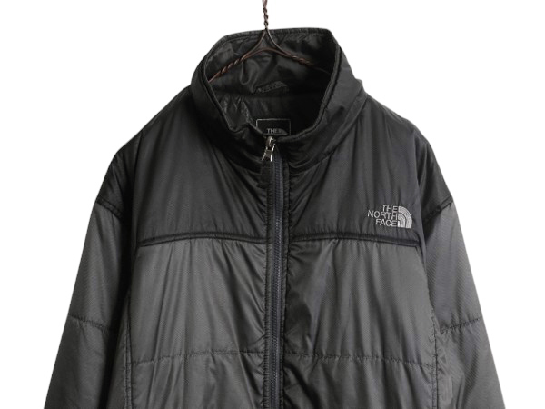 ノースフェイス 中綿 ナイロン ジャケット メンズ XL / 大きいサイズ The North Face フルジップ ブルゾン ハイネック キルティング 黒 灰