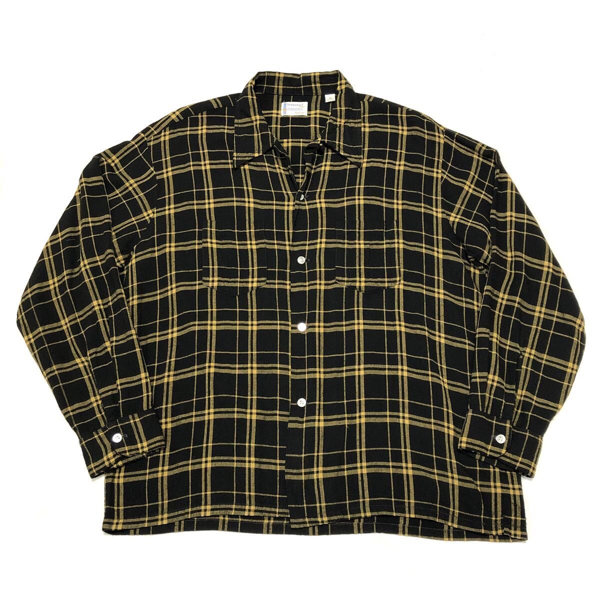 60s PENNEYS TOWN CRAFT レーヨンシャツ ヴィンテージ 黒 黄 XL 60s PENNEYS TOWN CRAFT レーヨンシャツ ヴィンテージ 黒 黄 XL