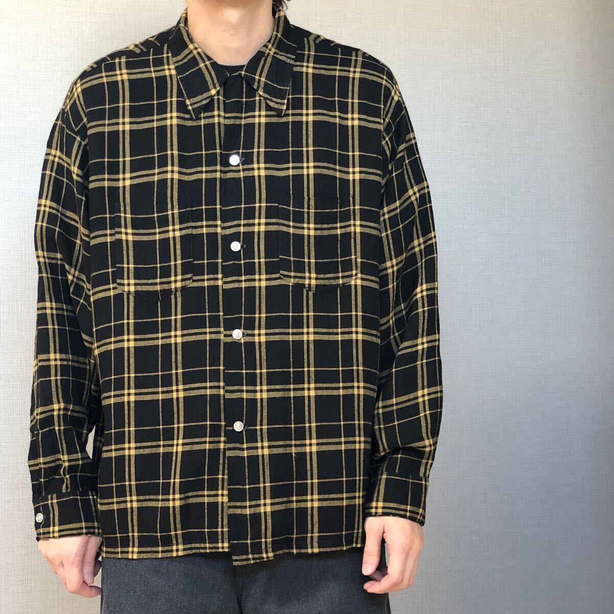 60s PENNEYS TOWN CRAFT レーヨンシャツ ヴィンテージ 黒 黄 XL 60s PENNEYS TOWN CRAFT レーヨンシャツ ヴィンテージ 黒 黄 XL