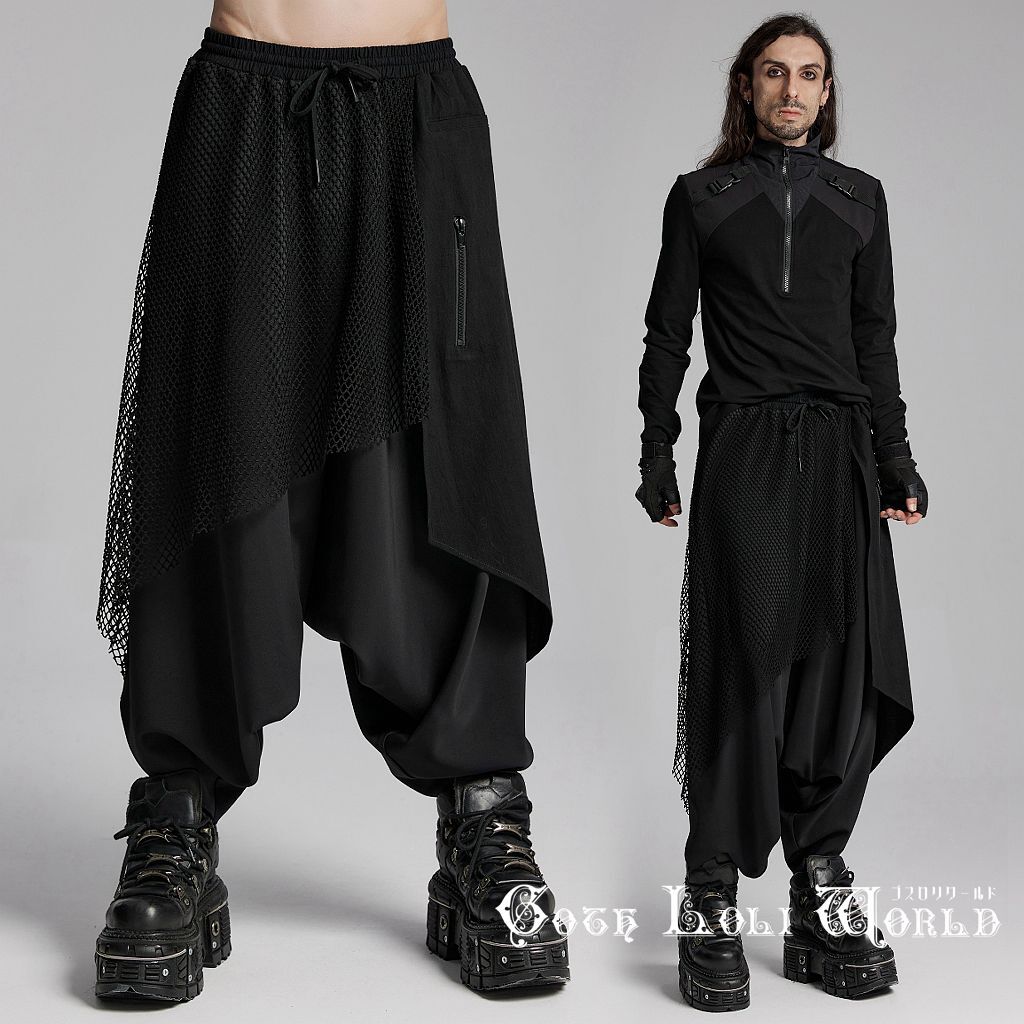 WK-662XCM-BK-M メッシュ サルエルパンツ ゆったり ロングパンツ ゴスロリワールド ゴシック パンク ロック ロリィタ ビジュアル系 V系