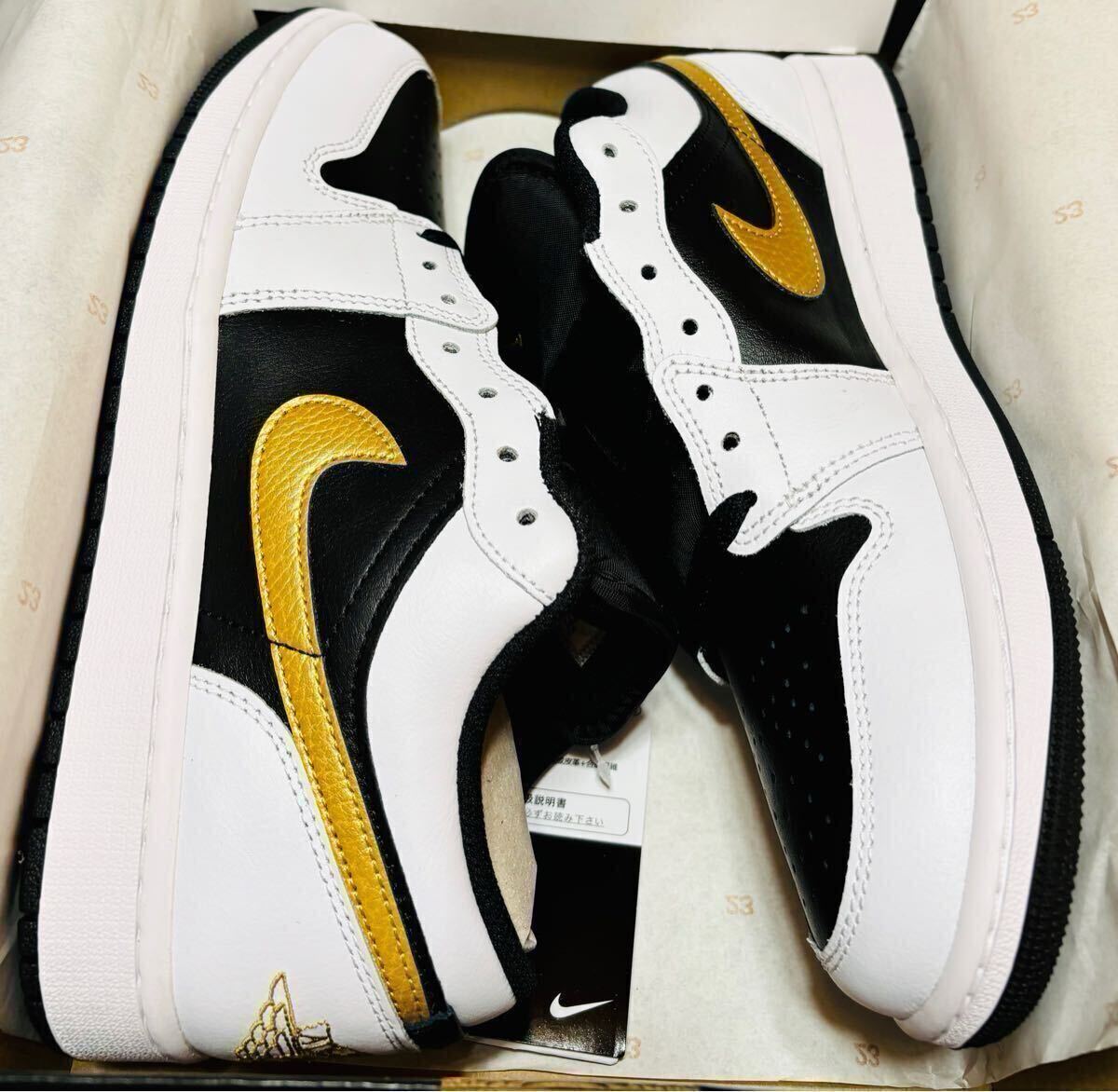 ☆送料込■新品29.0cm■ナイキ エア ジョーダン１LOW ホワイト/ブラック/ゴールド AIR JORDAN 1 【定価.16500円】_画像5