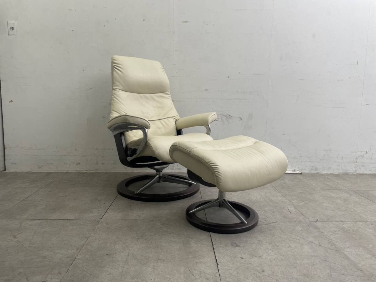 T6379☆展示美品☆エコーネス☆StresslessView☆ストレスレスビュー☆本革☆ストレスレスチェア&オットマン☆
